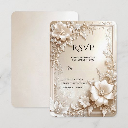 Ivory Flowers RSVP Card (正面/裏面)