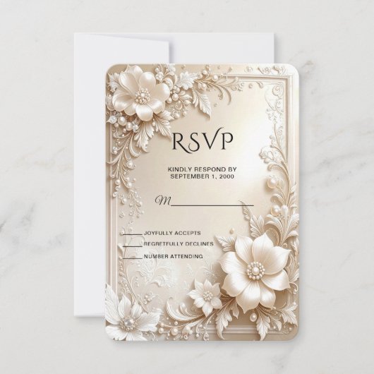 Ivory Flowers RSVP Card (正面)