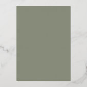 Ivory Flowers Sage Green Casual Wedding 箔招待状 (裏面)