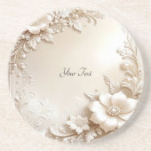 Ivory Flowers Sandstone Coaster コースター (正面)