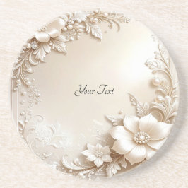 Ivory Flowers Sandstone Coaster コースター