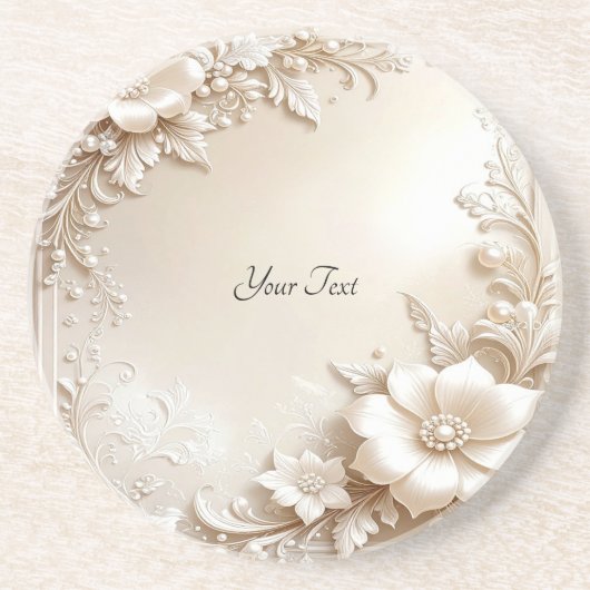 Ivory Flowers Sandstone Coaster コースター (正面)