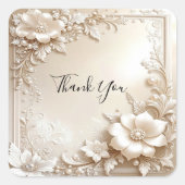 Ivory Flowers Sticker スクエアシール (正面)