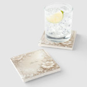 Ivory Flowers Stone Coaster ストーンコースター (横)
