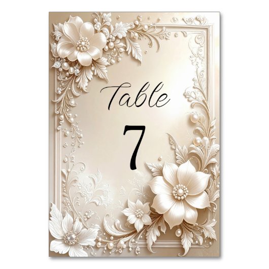 Ivory Flowers Table Number テーブルナンバー (正面)