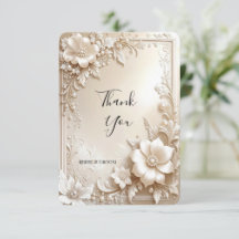 Ivory Flowers Thank You Card