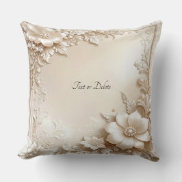 Ivory Flowers Throw Pillow クッション