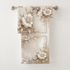Ivory Flowers Towel Set バスタオルセット