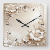 Ivory Flowers Wall Clock スクエア壁時計 (正面)