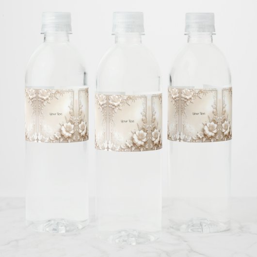 Ivory Flowers Water Bottle Label ペットボトルラベル (ボトル)
