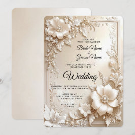Ivory Flowers Wedding Invitation 招待状