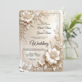 Ivory Flowers Wedding Invitation 招待状 (スタンド正面)