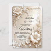 Ivory Flowers Wedding Invitation 招待状 (正面)