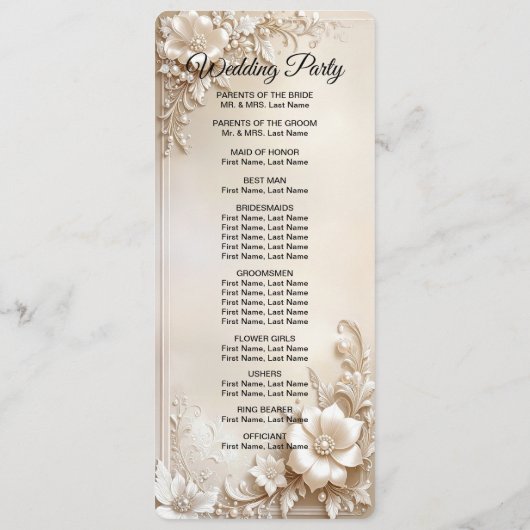 Ivory Flowers Wedding Program プログラム (裏面)