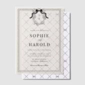 Ivory French Crest Monogram Wedding ベラム紙招待状 (オフセット (招待状))