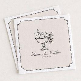 Ivory Fruit Bowl Double Frame Wedding Napkins スタンダードカクテルナプキン