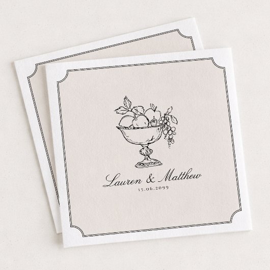 Ivory Fruit Bowl Double Frame Wedding Napkins スタンダードカクテルナプキン