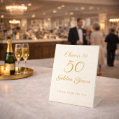 Ivory Gold 50th Anniversary Bar Sign Elegant Scrip 台座サイン