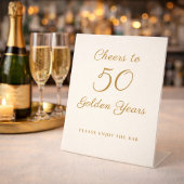 Ivory Gold 50th Anniversary Bar Sign Elegant Scrip 台座サイン