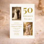 Ivory Gold 50th Anniversary Photo Then and Now  招待状