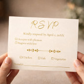 Ivory Gold 50th Wedding Anniversary Response Card 出欠カード