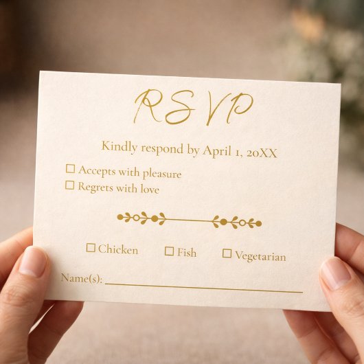 Ivory Gold 50th Wedding Anniversary Response Card 出欠カード