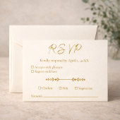 Ivory Gold 50th Wedding Anniversary Response Card 出欠カード