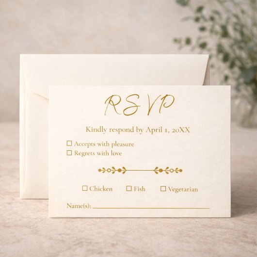 Ivory Gold 50th Wedding Anniversary Response Card 出欠カード