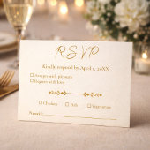 Ivory Gold 50th Wedding Anniversary Response Card 出欠カード