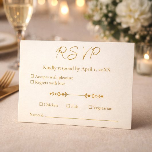 Ivory Gold 50th Wedding Anniversary Response Card 出欠カード