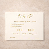 Ivory Gold 50th Wedding Anniversary Response Card 出欠カード