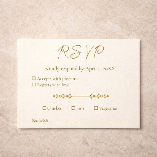 Ivory Gold 50th Wedding Anniversary Response Card 出欠カード