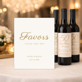 Ivory Gold Anniversary Favors Table Sign 台座サイン