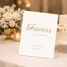Ivory Gold Anniversary Favors Table Sign 台座サイン