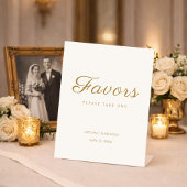 Ivory Gold Anniversary Favors Table Sign 台座サイン