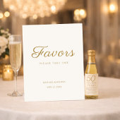 Ivory Gold Anniversary Favors Table Sign 台座サイン