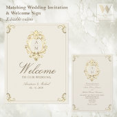Ivory Gold Baroque Wedding Welcome ポスター