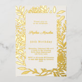 Ivory gold botanical luxury birthday 箔招待状 (正面)