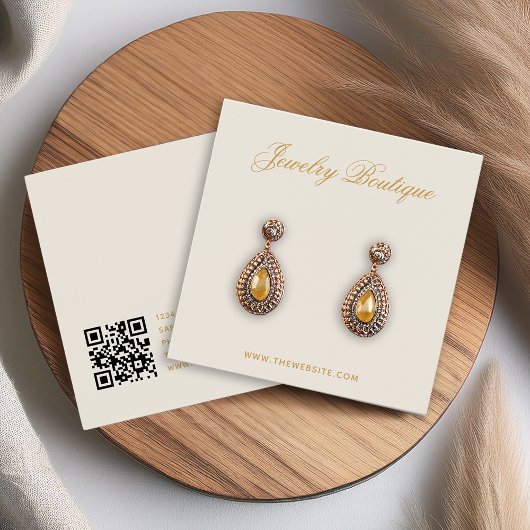 Ivory Gold Boutique QR Code Earring Display Card