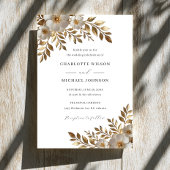 Ivory Gold Floral Bloom Wedding Invitation  招待状