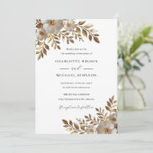 Ivory Gold Floral Bloom Wedding Invitation  招待状 (スタンド正面)