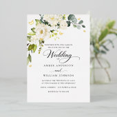 Ivory Gold Floral Butterfly Wedding  箔招待状 (立ち正面)