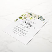 Ivory Gold Floral Butterfly Wedding  箔招待状 (回転した状態)