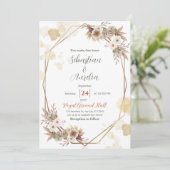 Ivory & Gold Geometric Frame Wedding Invitation 招待状 (スタンド正面)