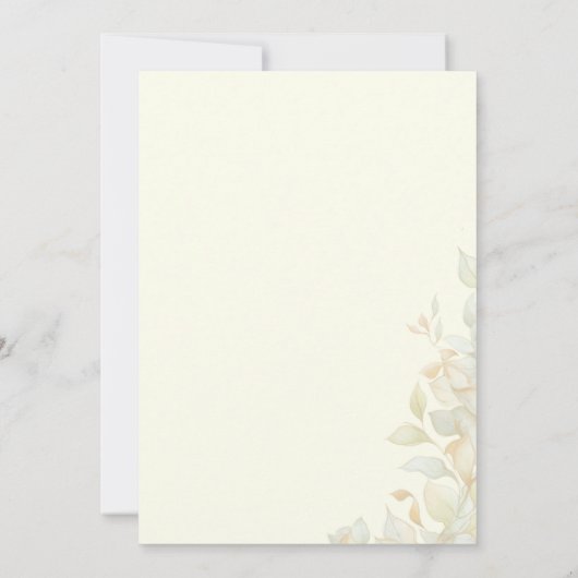 Ivory Gold Leafy Border Botanical Elegant Wedding  招待状 (裏面)