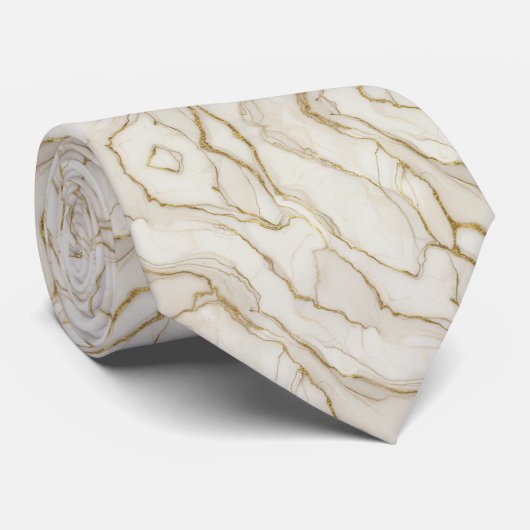 Ivory & Gold Marble ネクタイ (ロール)