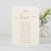 Ivory Gold Modern Script Simple Seating Chart Card (スタンド正面)
