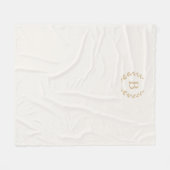 Ivory gold monogrammed wreath elegant フリースブランケット (正面(横))