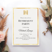 Ivory gold retirement party business logo 招待状