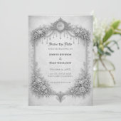 Ivory Gothic wedding save the date invitation 案内状 (スタンド正面)